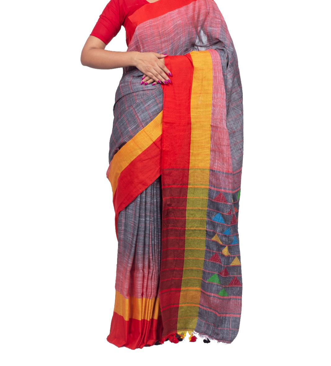 Handloom pure khadi cotton temple ikkat border sarees